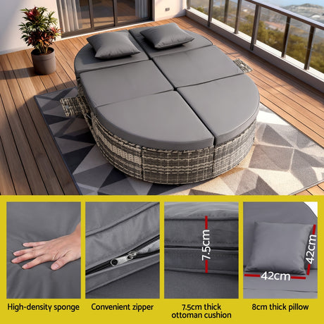 Sunrise Beach Outdoor Daybed Sun Lounge, Grey