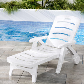 Yalwal portable folding outdoor sun lounger with wheels and adjustable backrest poolside