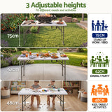 Port Elliot Adjustable Height Folding Camping Table, White