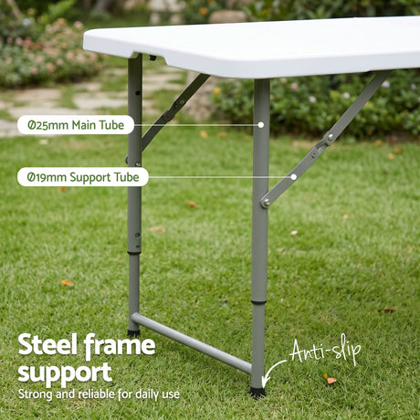 Port Elliot Adjustable Height Folding Camping Table, White