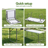 Port Elliot Adjustable Height Folding Camping Table, White
