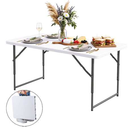 Port Elliot Adjustable Height Folding Camping Table, White