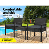 Nangetty Bistro Set, 3 piece, Black
