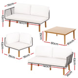 Hope Island 4 Piece Outdoor Lounge Set, Grey Rope