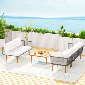 Hope Island grey rope outdoor lounge set in an outdoor setting