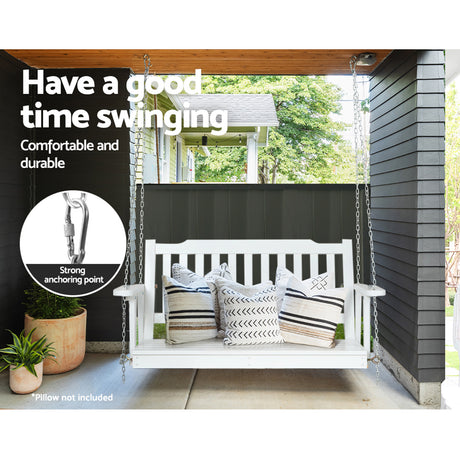 Gardeon White Fir Wood Porch Swing Chair