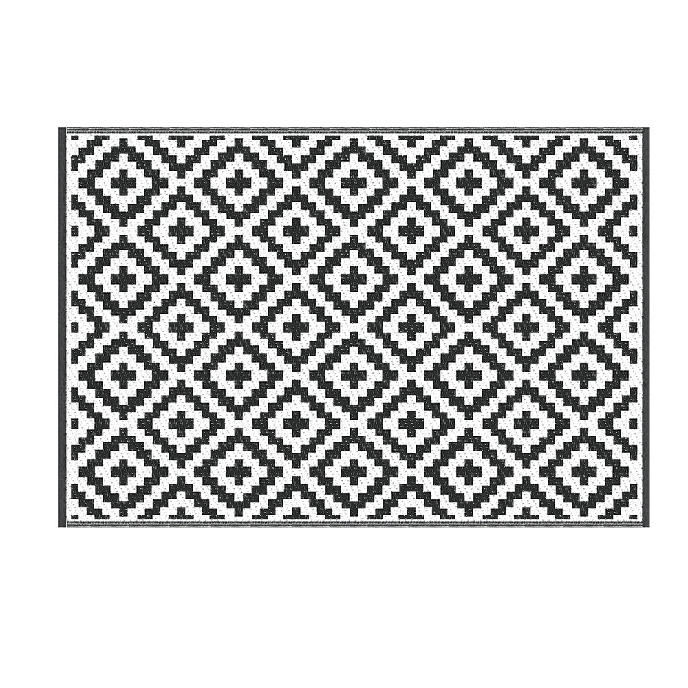 Geometric Reversible Outdoor Rug, Black 120x180cm