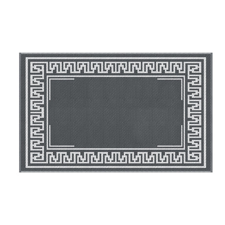 Bordered Geometric Reversible Outdoor Rug, Grey 152x244cm