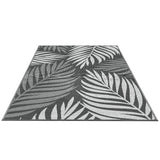 Botanical Leaf Reversible Outdoor Rug, Grey 152x244cm
