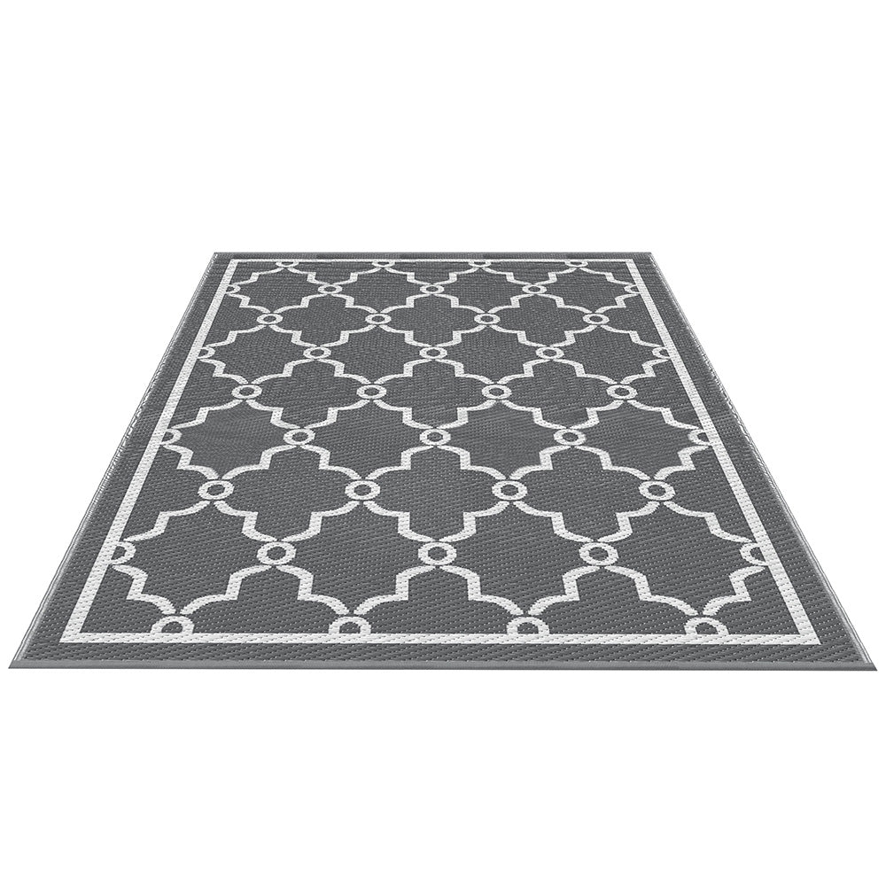 Trellis Reversible Outdoor Rug, Grey 152x244cm
