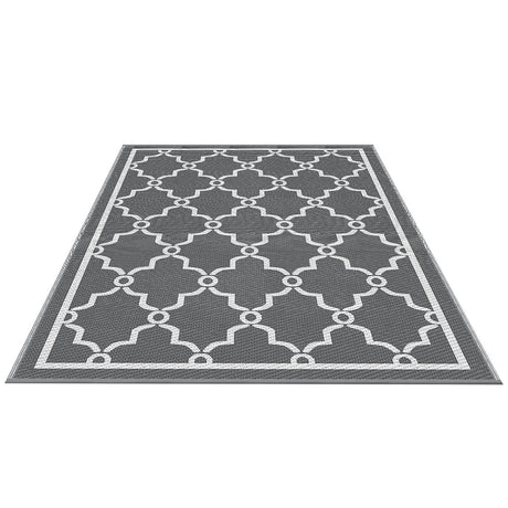 Trellis Reversible Outdoor Rug, Grey 152x244cm