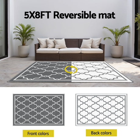 Gardeon 152x244cm Reversible Outdoor Rug — Maroc Pattern, Dual-Sided PP — Allure Home Collections