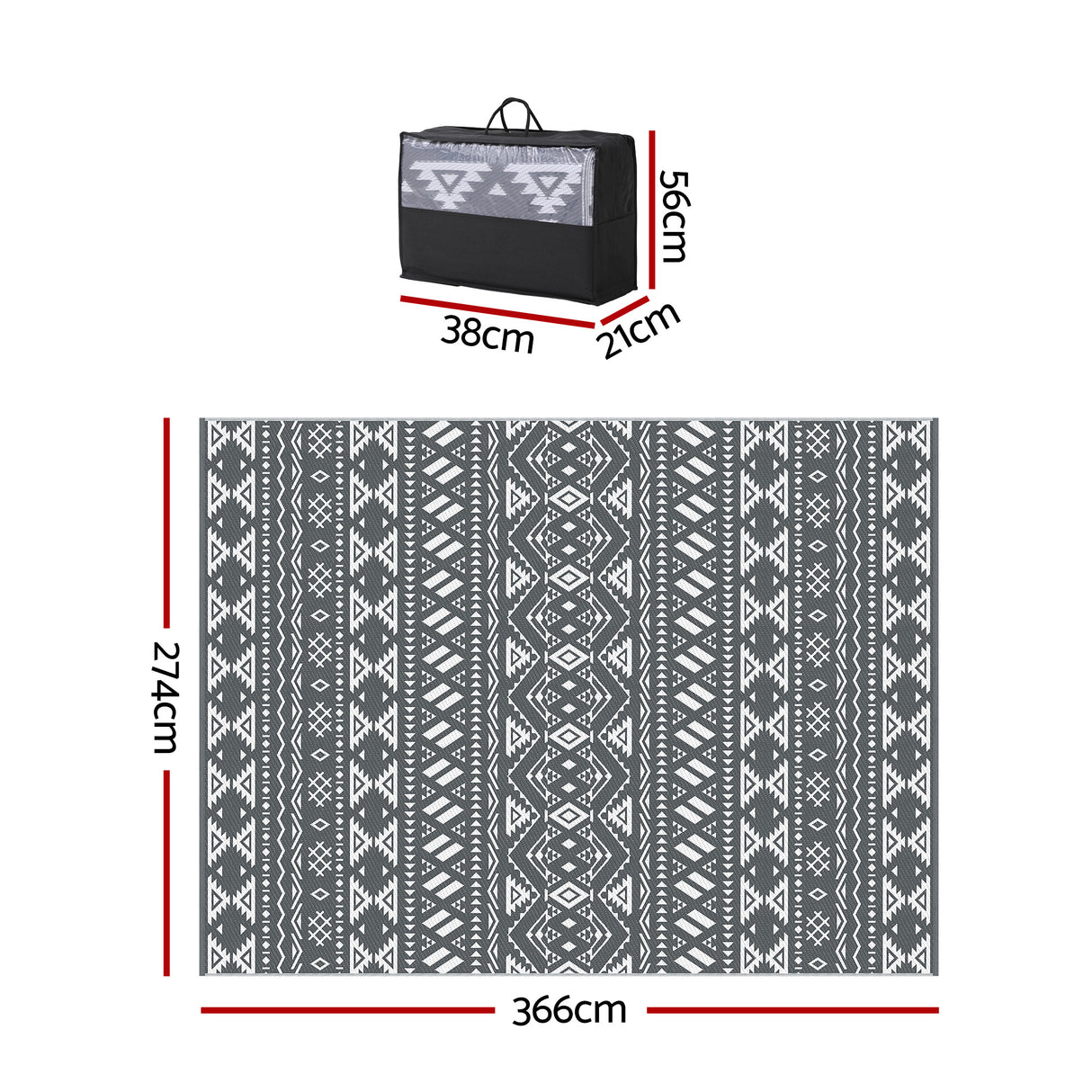 Reversible Argyle Outdoor Rug, Grey 274x366cm