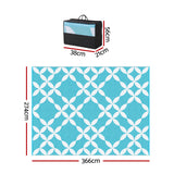 Reversible Floral Outdoor Rug, Light Blue 274x366cm