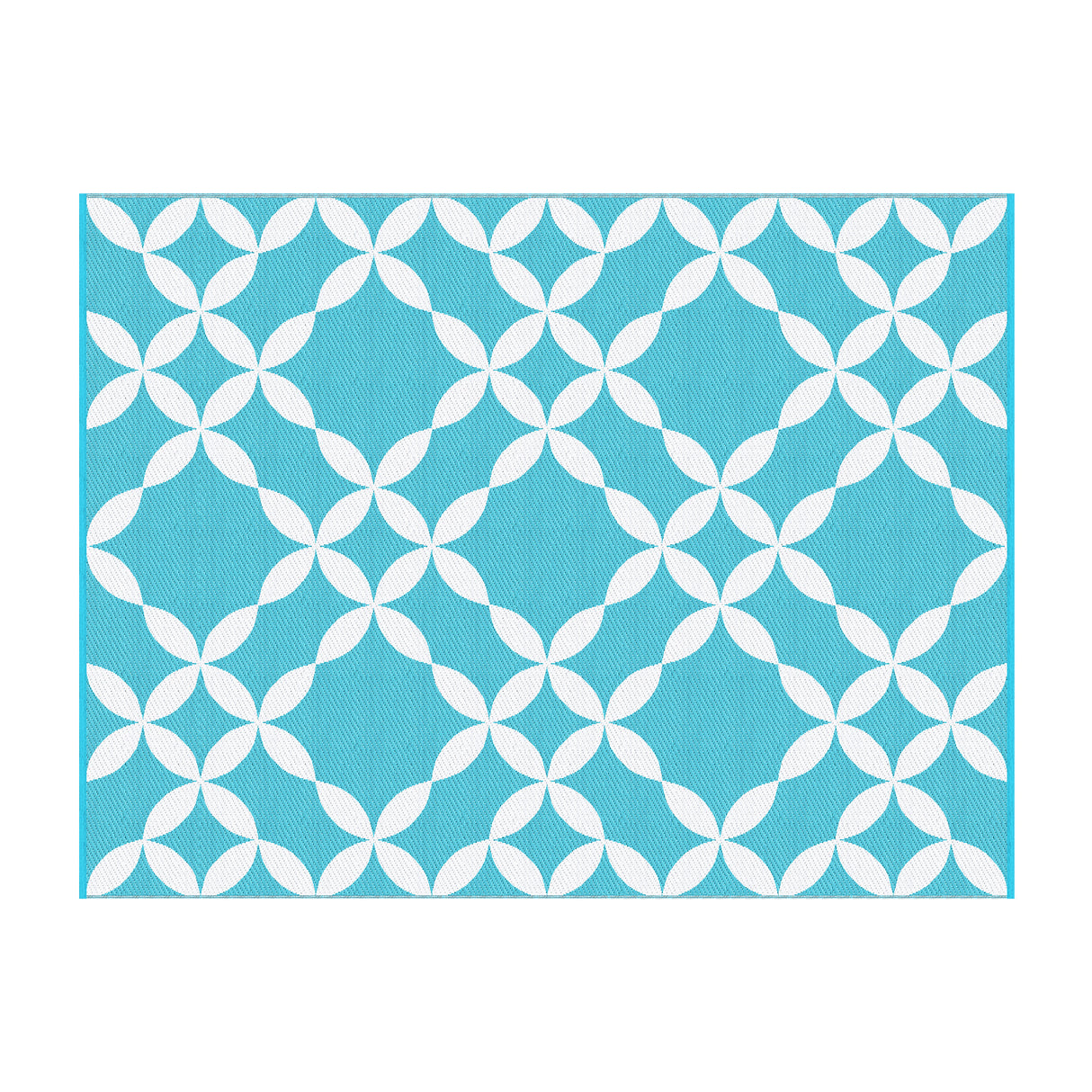 Reversible Floral Outdoor Rug, Light Blue 274x366cm