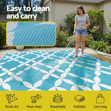 Reversible Floral Outdoor Rug, Light Blue 274x366cm