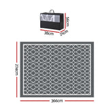 Reversible Ogee Outdoor Rug, Grey 274x366cm