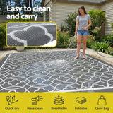 Reversible Ogee Outdoor Rug, Grey 274x366cm