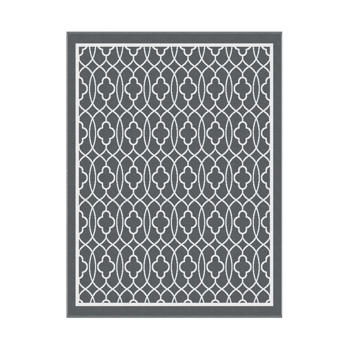 Reversible Ogee Outdoor Rug, Grey 274x366cm