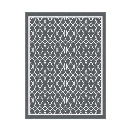 Reversible Ogee Outdoor Rug, Grey 274x366cm