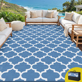 Reversible Wave Outdoor Rug, Blue 274x366cm