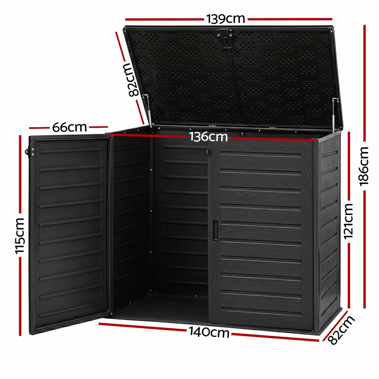 Menaggio Storage Box, Lockable Outdoor, 1170L, Black