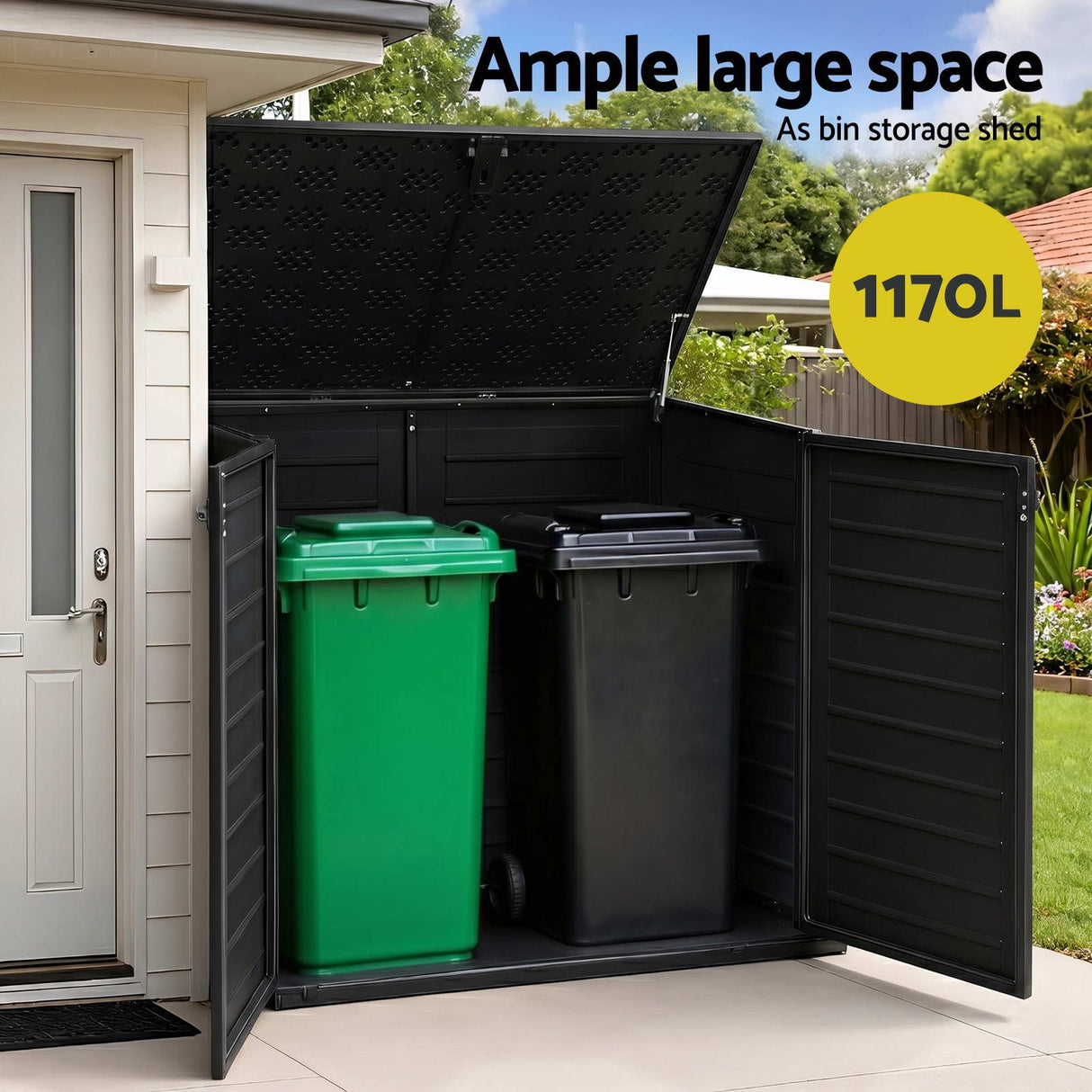 Menaggio Storage Box, Lockable Outdoor, 1170L, Black