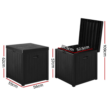 Gardeon 195L Outdoor Storage Bench Box — Lockable, Weather-Resistant, Black — Allure Home Collections