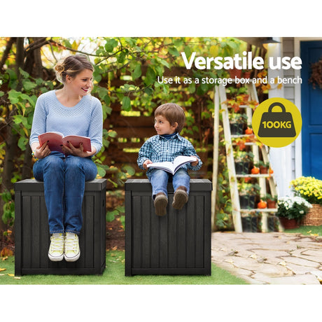 Gardeon 195L Outdoor Storage Bench Box — Lockable, Weather-Resistant, Black — Allure Home Collections