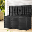 Worongary black outdoor storage box in an outdoor setting