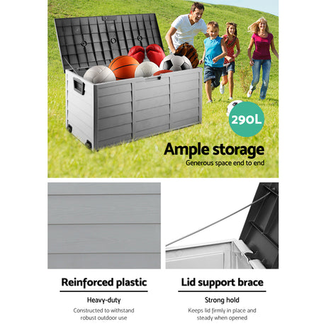 Gardeon 290L Lockable Outdoor Storage Box — Weather-Resistant, Black — Allure Home Collections
