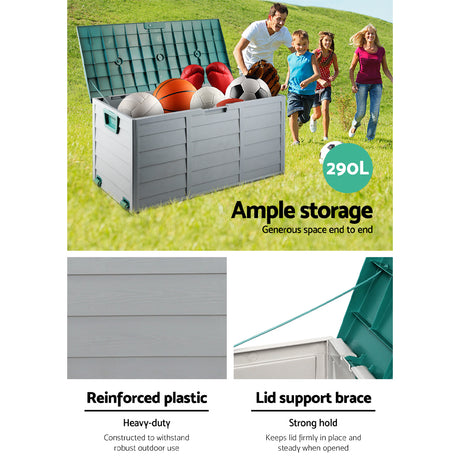 Gardeon 290L Lockable Outdoor Storage Box — Weather-Resistant, Green — Allure Home Collections