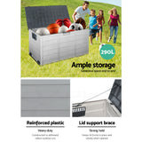 Gardeon 290L Lockable Outdoor Storage Box — Weather-Resistant, Grey — Allure Home Collections