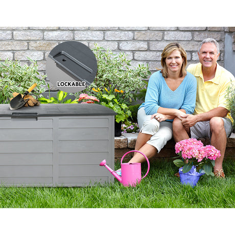 Gardeon 290L Lockable Outdoor Storage Box — Weather-Resistant, Grey — Allure Home Collections