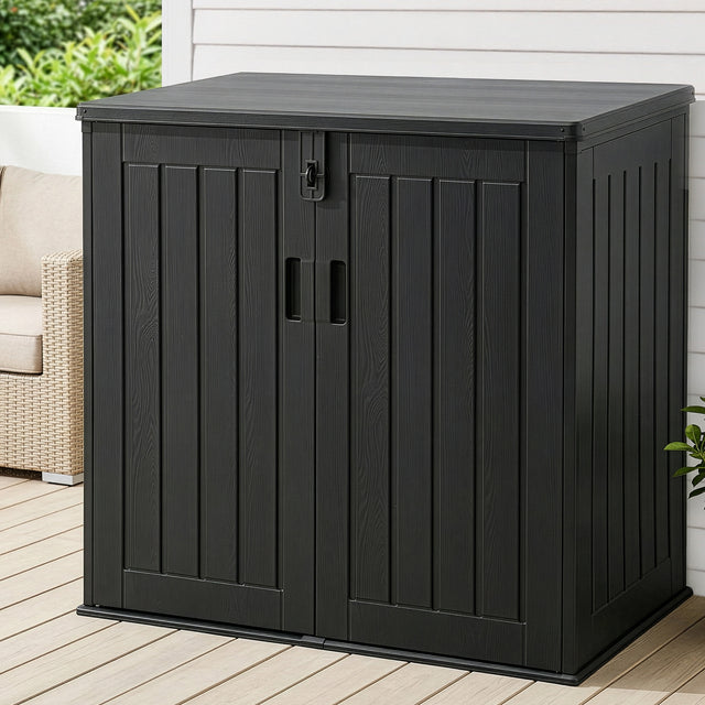 Limone compact black lockable outdoor storage box for patio storage