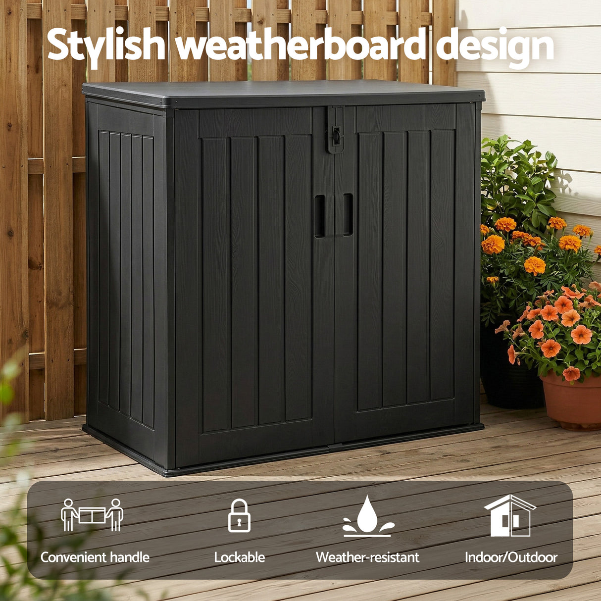 Limone Storage Box, Lockable Outdoor, 775L, Black