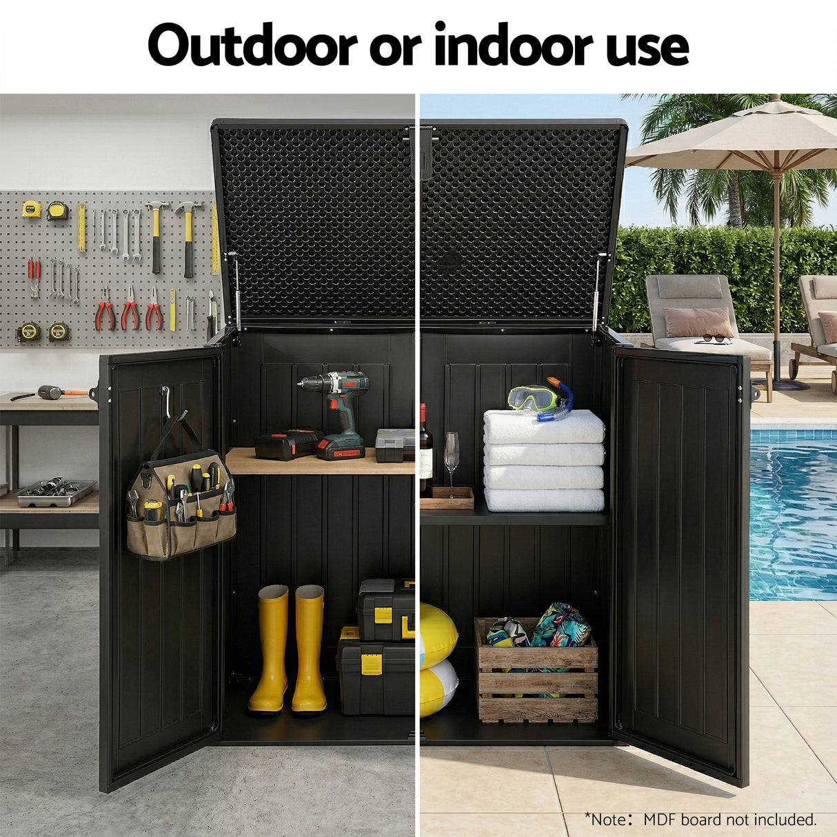 Limone Storage Box, Lockable Outdoor, 775L, Black