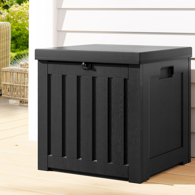 Gardeon 80L Lockable Outdoor Storage Box — Eco-Friendly PP and Steel, Black — Allure Home Collections