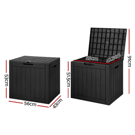 Gardeon 118L Lockable Outdoor Storage Box — Weather-Resistant PP, Black — Allure Home Collections