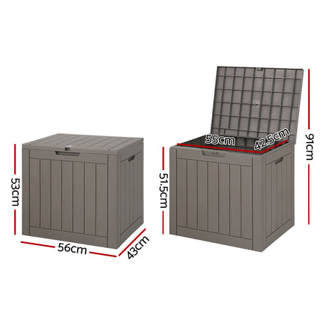 Gardeon 118L Lockable Outdoor Storage Box — Weather-Resistant PP, Grey — Allure Home Collections