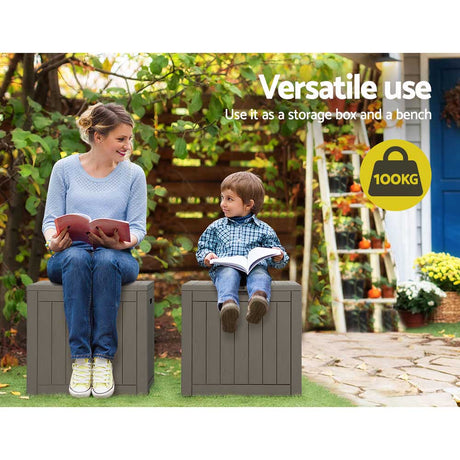 Gardeon 118L Lockable Outdoor Storage Box — Weather-Resistant PP, Grey — Allure Home Collections