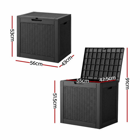 Port Julia 118L Outdoor Storage Box, Black