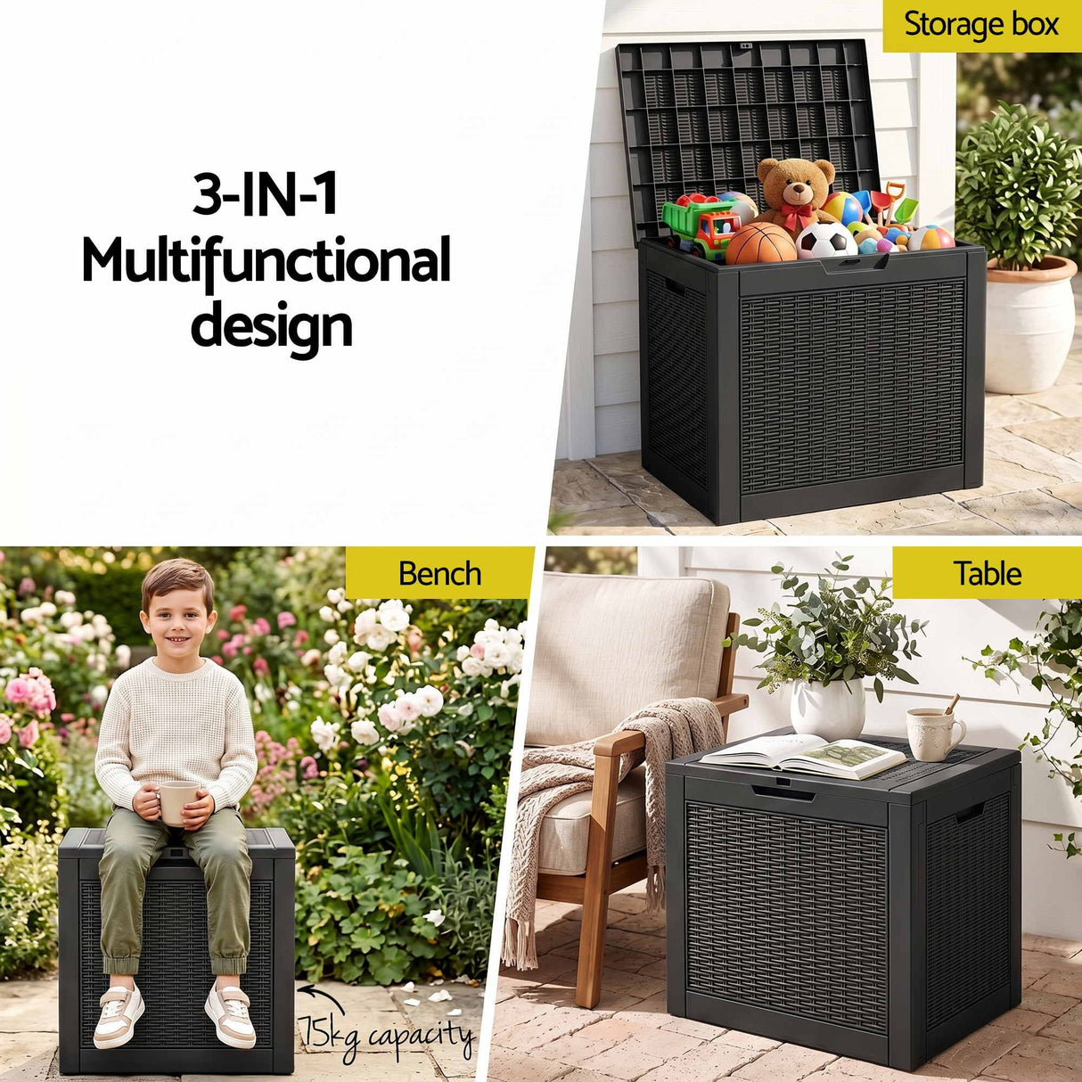 Port Julia 118L Outdoor Storage Box, Black