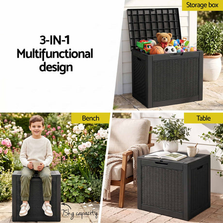 Port Julia 118L Outdoor Storage Box, Black