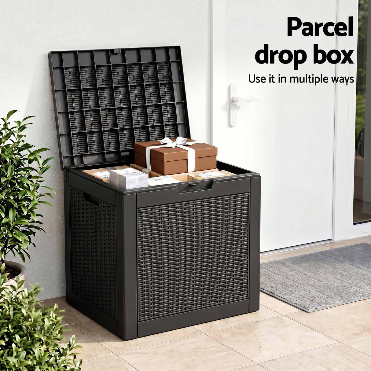 Port Julia 118L Outdoor Storage Box, Black