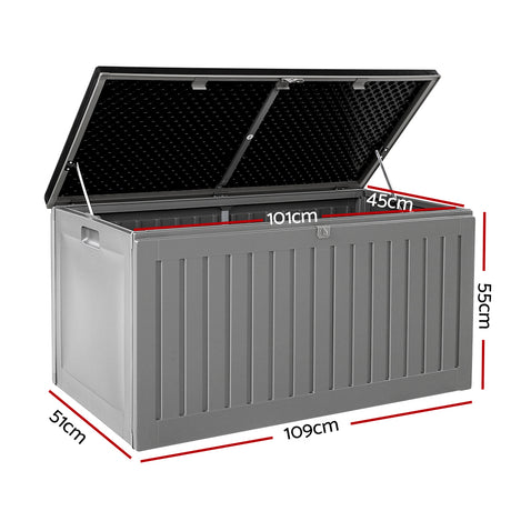 Gardeon 270L Lockable Outdoor Storage Bench Box — Weather-Resistant PP, Grey — Allure Home Collections