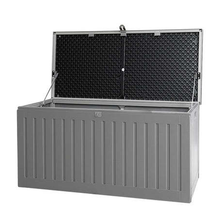 Gardeon 270L Lockable Outdoor Storage Bench Box — Weather-Resistant PP, Grey — Allure Home Collections