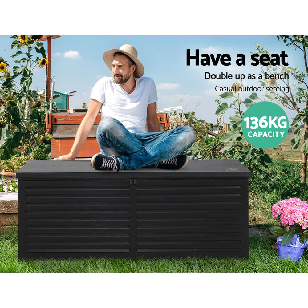 Gardeon 390L Lockable Outdoor Storage Box — All-Black, Weather-Resistant — Allure Home Collections