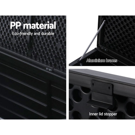Gardeon 390L Lockable Outdoor Storage Box — All-Black, Weather-Resistant — Allure Home Collections