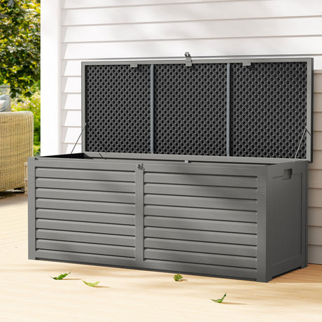 Gardeon 390L Lockable Outdoor Storage Bench Box — Black, Weather-Resistant — Allure Home Collections